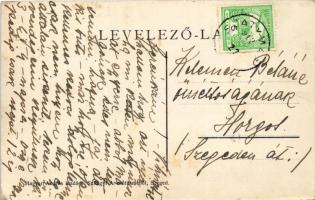 1912 Szatymaz, Római katolikus templo. Magyar András kiadása, Szilágyi A. műterméből (ázott sarok / ...