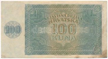 Horvátország 1941. 100K "B2681049" T:F folt, egyébként szép papír
Croatia 1941. 100 Kuna ...