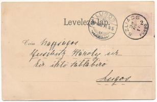 1899 Szliács, Sliac (?); favágók. Lechnitzky O. kiadása (Besztercebánya) / lumberjacks (gyűrődés / c...