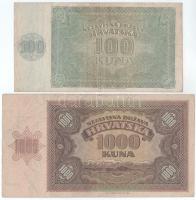 Horvátország 1941. 100K + 1000K T:F
Croatia 1941. 100 Kuna + 1000 Kuna C:F