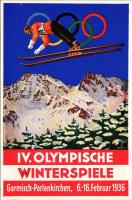 1936 Garmisch-Partenkirchen IV. Olympische Winterspiele / 1936. évi téli olimpiai játékok / Winter Olympics in Garmisch-Partenkirchen advertisement card, winter sport, ski jump + So. Stpl s: Schroffner (fa)