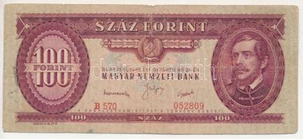 1949. 100Ft "B 570 052809" enyhén eltolódott hátlapi nyomattal T:VG Adamo F28