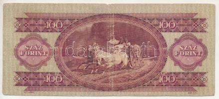 1949. 100Ft "B 570 052809" enyhén eltolódott hátlapi nyomattal T:VG
Adamo F28