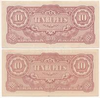 Burma / Japán megszállás 1942-1944. 10R (2x) T:AU folt
Burma / Japanese occupation 1942-1944. 10 Ru...