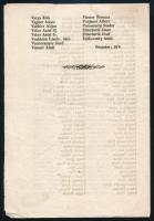 ca 1848 A Pesti Nemzeti Huszár őrhad tagjainak névsora, összesen 214 név. 4p