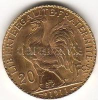 Franciaország 1911 20Fr 6,4516g arany T:2   aranyáron !