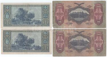 1930. 100P (2x) + 1945. 1.000.000P (2x) mindegyik "Magyar Éremgyűjtők Egyesülete XIX. Vándorgyű...