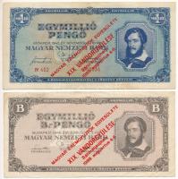 1945. 1.000.000P + 1946. 1.000.000BP mindegyik "Magyar Éremgyűjtők Egyesülete XIX. Vándorgyűlése Sátoraljaújhely 1989. augusztus 4-6." felülbélyegzéssel T:F