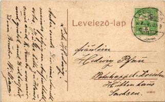 Resicabánya, Resica, Resicza, Resita; Fő utca a polgári iskolával. W.L. 1147. / Hauptgasse mit der B...