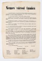 1848 Nemes városi tanács... kezdetű körlevél a helyhatóságokhoz, melyben a cenzúra eltörlése után a ...