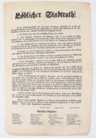 1848 Nemes városi tanács... kezdetű körlevél a helyhatóságokhoz, melyben a cenzúra eltörlése után a ...