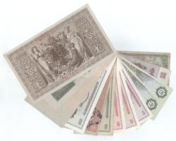 13db-os, vegyes bankjegytétel, benne Belgium, Jugoszlávia, Egyiptom, Német Birodalom, Szovjetunió, F...
