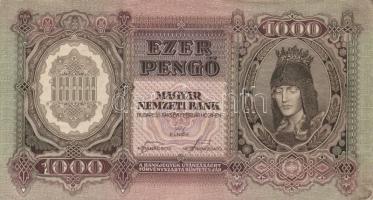 1943. 1000P (2x) egymásutáni sorszámmal T:I- Saroktörés, kissé foltos