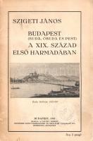 Szigeti János: Budapest (Buda, Óbuda és Pest) a XIX. század első harmadában. Budapest, 1933. Csáthy Ferenc (Magyar Távirati Iroda Rt. ny.) 68 + [4] p. + 1 t. Egyetlen kiadás. Szigeti János pest-budai kötete a szerző ismeretterjesztő előadásaiból épül fel. Az öt előadásból álló munka kaleidoszkópszerű képet fest a polgáriasodás küszöbén álló városhármas társadalmáról és életmódjáról, kultúrájáról és gazdaságáról. A címlapon régi katalógusszám és gyűjteményi bélyegzés, utóbbi a belív több oldalán megismétlődik. A számozatlan oldalakon kiadói hirdetések. Példányunk fűzése a fedőborítóknál megerősítve. Poss.: Székesfővárosi polgári fiúiskola könyvtára (Budapest III., Kiskorona utca 10.) Fűzve, illusztrált, enyhén foltos kiadói borítóban, az első borítófedélen gyűjteményi bélyegzéssel. Jó példány.