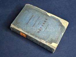 Magyarország és a' hozzákapcsolt részek Tiszti névtára 1846-dik évre. Budán, 1846. A' Magyar Királyi Tudományegyetem betüivel. 463 + [1] p. A reformkor végi Magyarország Tiszti névtárában az ország egyházi méltóságai után a világi főméltóságok következnek: a nádori, az országbírói, főtárnokmesteri, főajtónállómesteri pozíciók éppen aktuális betöltői, összes lovagrendi, vitézi, aranykulcsos és egyéb címeik kíséretében. Kissé rövidebb címlajstrom szerepel a főispánok mellett. A kancellária aktuális állományának ismertetése után a helytartótanács tagjai, az egyetemi tisztikar, a közalapítványi hivatalok, a zálogházak és könyvvizsgálók, a sóaknai és sószállítási hivatalok vezetői és tisztikara. Megtudhatjuk például, hogy a máramarosszigeti sószállítási hivatalban ki tölti be a pénztárnok, az ellenőr, a mázsamester, az írász, a mázsáló szerepét. Az Országos Levéltár és a Magyar Nemzeti Múzeum tiszti karának megismerése után a selmecbányai főbányagrófság teljes vezetősége is bemutatkozik, az ország igazságszolgáltatási rendszere pedig a Hétszemélyes Tábla részletezésével kezdődik. Erdélyi részleteket ez idő szerint hiába keresünk a tiszti névtárban, Erdély elkülönült igazgatás alatt áll, vele szemben azonban a katonai igazgatás alatt álló hadi kormányzatot minden területen ismerteti kötetünk (szerémségi, bánsági, horvátországi kerületek). A postaügy külön fejezetet kap névtárunkban, majd részletes névmutatók sora következik. Elékötve:  Naptár 1846-dik közévre, a' róm. catholika egyház használatára, új és ó időszámítás szerint. Budán, (1846). A' Magyar Király Tudományegyetem' betüivel és költségén. XVI + [32] p. A kalendáriumi rész kétszínnyomású oldalakkal. Oldalszámozáson kívül az országos vásárok jegyzéke. Hozzákötve: Tanügyi névtár 1846-dik évre. Budán, (1846). A' Magyar Királyi Tudományegyetem betüivel. 125 + [3] p. Névtárunk a magyar korona uralma alá tartozó területek kulturális intézményrendszerét, a külön igazgatott Erdély kivételével. Kiadói kartonkötésben, gerincén és kötéstábláin "Tiszti névtár" címfelirattal, enyhén sérült, kissé hiányos és kopott eredeti borítójában, vörös festésű lapszélekkel.