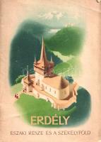 Erdély északi része és a Székelyföld. Budapest, [1941 körül]. Országos Magyar Idegenforgalmi Hivatal (Pallas ny.) [48] p. Egyetlen kiadás. Gazdagon illusztrált turisztikai kiadványunk az 1940 augusztusi második bécsi döntés nyomán készült. Kötetünk 30 oldalán az erdélyi építészetet és a székely népi kultúrát megjelenő fotóanyag. A hátsó borítófedélen a Magyarországhoz került régió közlekedési térképe, domborzati és téli sportokat illető részletekkel. Fűzve, színes, illusztrált kiadói borítóban, jó példány.