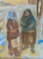 Tallós Ilona (1918-1991): Téli tere-fere. Olaj, farost, jelezve jobbra lent: Tallós. Katalógusszám n...