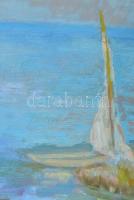 Tallós Ilona (1918-1991): Balatonpart. Olaj, farost, jelezve balra lent: Tallós. Katalógusszám nélkü...