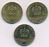 Lengyelország 2005. 2Zl Cu-Al-Zn "Történelmi városok Lengyelországban" (3xklf: "Cieszyn" + "Kołobrzeg" + "Włocławek") T:AU Poland 2005. 2 Złotys Cu-Al-Zn "Historical Cities in Poland" (3xdiff: "Cieszyn" + "Kołobrzeg" + "Włocławek") C:AU Krause Y#528, Y#529, Y#753