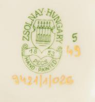 Zsolnay pillangó mintás bonbonier, jelzett, hibátlan, 7,5x7,5 cm