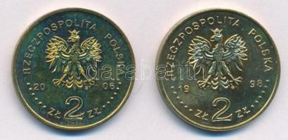 Lengyelország 1998. 2Zl Cu-Al-Zn "XVIII. téli olimpiai játékok ? Nagano, 1998" + 2006. 2Zl Cu-Al-Zn "XX. téli olimpiai játékok ? Torino 2006", az "Olimpiai Játékok" sorozatból T:AU Poland 1998. 2 Złotys Cu-Al-Zn "XVIII Winter Olympic Games - Nagano 1998" + 2006. 2 Złotys Cu-Al-Zn "XXth Olympic Winter Games - Turin 2006", from "Olympic Games" series C:AU Krause Y#335, Y#605