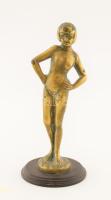 Bronz női akt bakelit talapzaton, m: 13,5 cm