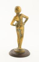 Bronz női akt bakelit talapzaton, m: 13,5 cm