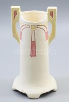 Szecessziós fajansz váza, jelzett, kis felületi hibával, m: 25 cm