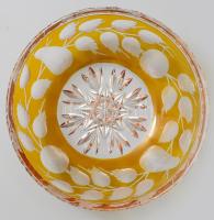 Ezüstpácolt gyümölcskínáló, csiszolt kristály, körte és barackmintákkal, minimális pattogzással, d: ...