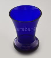 Parádi királykék váza, kis pattogzással, anyagában színezett, m: 13,5 cm