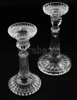 2 darab üveg gyertyatartó, hibátlan, m: 19-21 cm