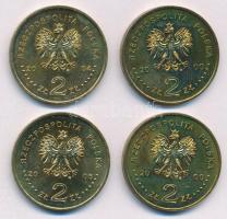 Lengyelország 2000-2005. 2Zl Cu-Al-Zn (4xklf: "Szolidaritás Szakszervezet" + "Az 1970. évi decemberi események 30. évfordulója" + "Lengyelország csatlakozása az Európai Unióhoz" + "A Szolidaritás Szakszervezet megalakulásának 25. évfordulója"), a "Lengyelország útja a szabadság felé" sorozatból T:AU Poland 2000-2005. 2 Złotys Cu-Al-Zn (4xdiff: "Solidarity Trade Union" + "30th Anniversary of December Events in 1970" + "Poland's Accession to the European Union" + "The 25th Anniversary of forming the Solidarity Trade Union"), from "Polish Road to Freedom" series C:AU Krause Y#394, Y#404, Y#481, Y#565