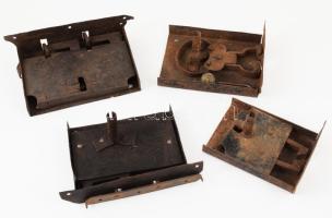 4 darab antik ládazár, kulcs nélkül, 19. sz.