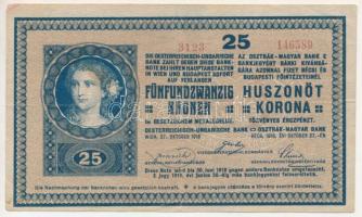 1918. 25K "3123" 3mm, hullámos hátlappal T:F folt, de erős papír Adamo K22/3