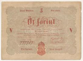 1848. 5Ft vörösesbarna nyomat "LOa. 777787" "Kossuth bankó" T:F Adamo G109