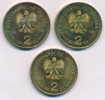 Lengyelország 2005. 2Zl Cu-Al-Zn (3xklf: "II. János Pál pápa" + "Konstanty Ildefons Gałczyński" + "A jasna górai védelem 350. évfordulója Częstochowában") T:AU Poland 2005. 2 Złotys Cu-Al-Zn (3xdiff: "Pope John Paul II" + "Konstanty Ildefons Gałczyński" + "The 350th Anniversary of Defence of Jasna Góra in Częstochowa") C:AU Krause Y#524, Y#525, Y#527