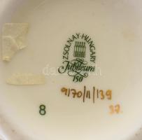 Zsolnay virág mintás váza. Kézzel festett, jelzett, hibátlan 20 cm