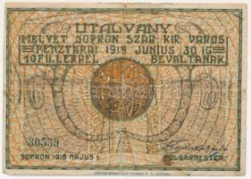 1918. Sopron 1918. május 1. 10f utalvány (kis vágáshiba) T:F Adamo SOP4.1