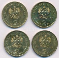 Lengyelország 2002-2006. 2Zl Cu-Al-Zn (4xklf: "2002-es labdarúgó-világbajnokság Korea/Japán" + "A 2006-os FIFA világbajnokság: Németország" + "A rendőrség 85 éves jubileuma" + "Poznań várossá avatásának 750. évfordulója") T:AU,XF Poland 2002-2006. 2 Złotys Cu-Al-Zn (4xdiff: "2002 World Football Cup Korea/Japan" + "The 2006 FIFA World Cup: Germany" + "85 Years of the Police Anniversary" + "750th anniversary of the granting municipal rights to Poznań") C:AU,XF Krause Y#433, Y#447, Y#501, Y#606