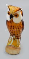 Murano bagoly. Anyagában részben színezett szakított üveg, jelzés nélkül, hibátlan, m: 22,5 cm /// Murano owl. Partially colored fractured glass, unsigned, flawless, height: 22.5 cm.
