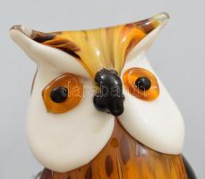 Murano bagoly. Anyagában részben színezett szakított üveg, jelzés nélkül, hibátlan, m: 22,5 cm /// M...