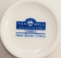 Wellco virágmintás 6 személyes reggeliző szett, csészék alátéttel, és desszertes tányérok, jelzett, ...