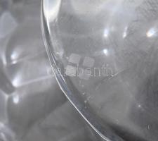 Jelzett régi kristály váza, csavart mintával, hibátlan, m: 18 cm