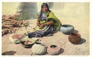 Moki Indian woman making pottery