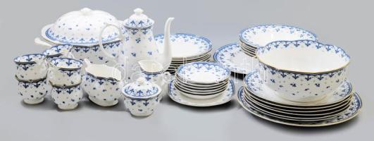 Zepter kék levél mintás 6 személyes 39 darabos étkészlet és kávés készlet. Jelzett, teljes, hibátlan.