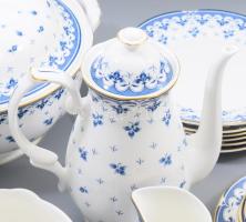 Zepter kék levél mintás 6 személyes 39 darabos étkészlet és kávés készlet. Jelzett, teljes, hibátlan