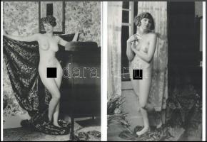 cca 1931 Demeter Károly (1892-1983) budapesti fényképész és fotóművész aktfotó gyűjteményéből 2 db modern nagyítás, jelzés nélkül, 21x15 cm