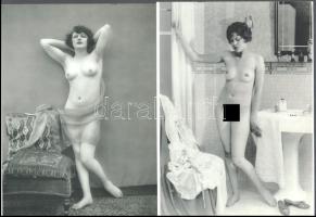 cca 1926 Demeter Károly (1892-1983) budapesti fényképész és fotóművész aktfotó gyűjteményéből 2 db modern nagyítás, jelzés nélkül, 21x15 cm