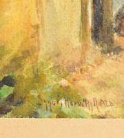 Diósgyőri Horváth jelzéssel: Tabán, háttérben az régi Erzsébet híddal, 1928. Akvarell, papír. Paszpa...