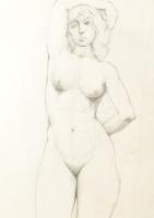 Jelzés nélkül: 4 db tanulmányrajz, közte női akt. Ceruza, szén, papír. 37x35 és 62x46,5 cm